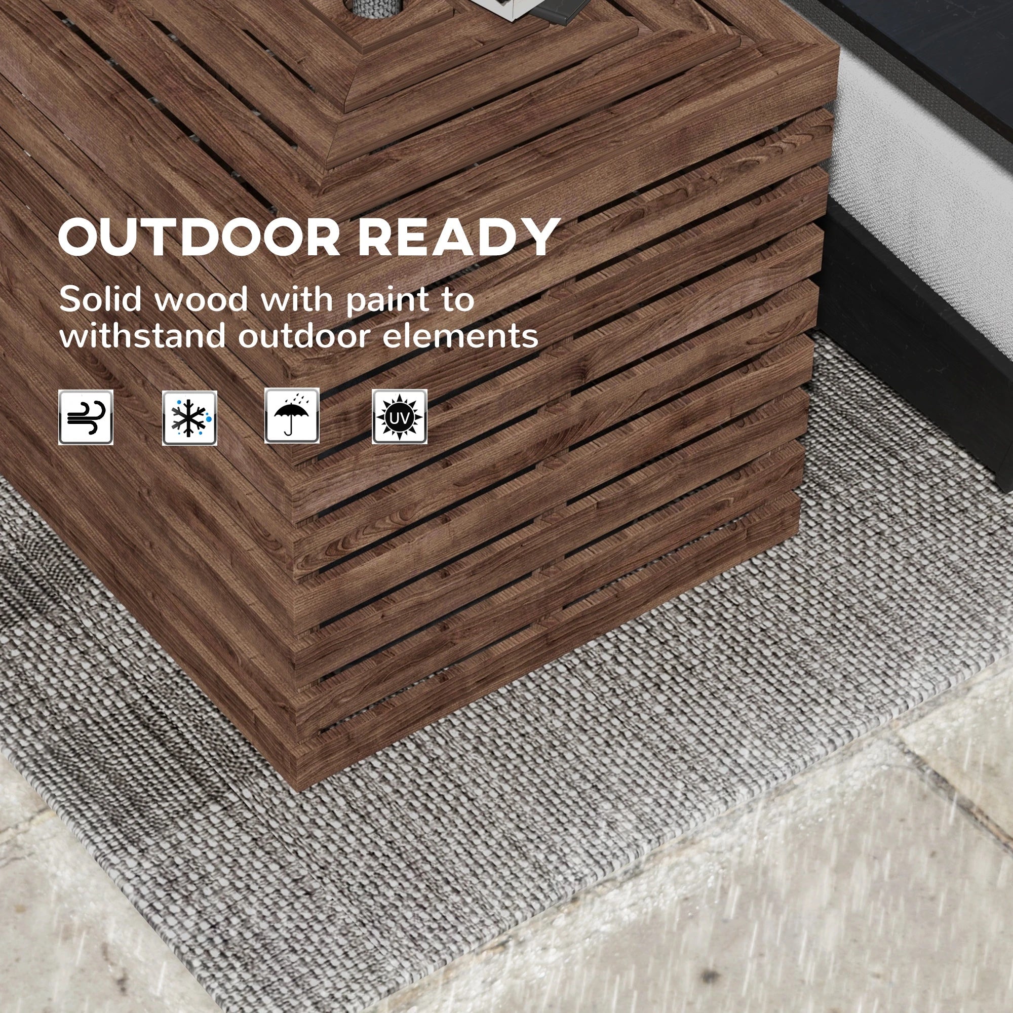 Outdoor Umbrella Base Storage Box, Wooden Patio Side Table, Brown Patio Storage Boxes at Gallery Canada