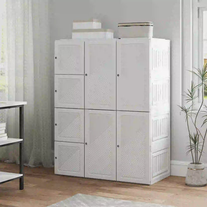 Portable Wardrobe, Foldable Plastic Closet, 8 Compartments, 2 Hanging Rods, White Clothing Storage at Gallery Canada