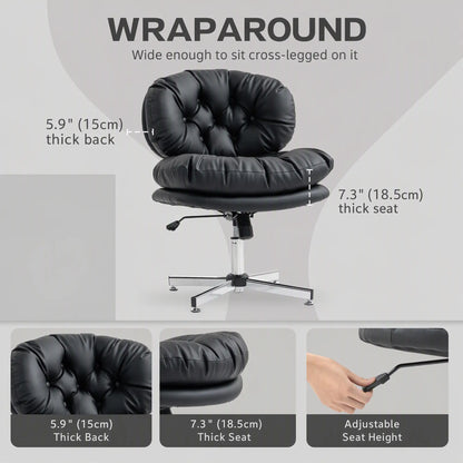 Armless Office Chair, Wide Padded Seat, Adjustable Height, Black Task Chairs at Gallery Canada