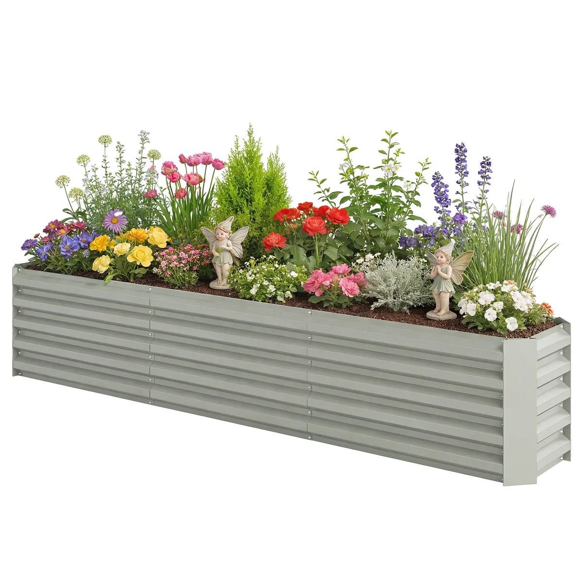 8 x 1.3 x 1.5ft Galvanized Raised Garden Bed, Reinforced Planter Box, Light Grey Galvanized Planter Boxes Light Grey at Gallery Canada
