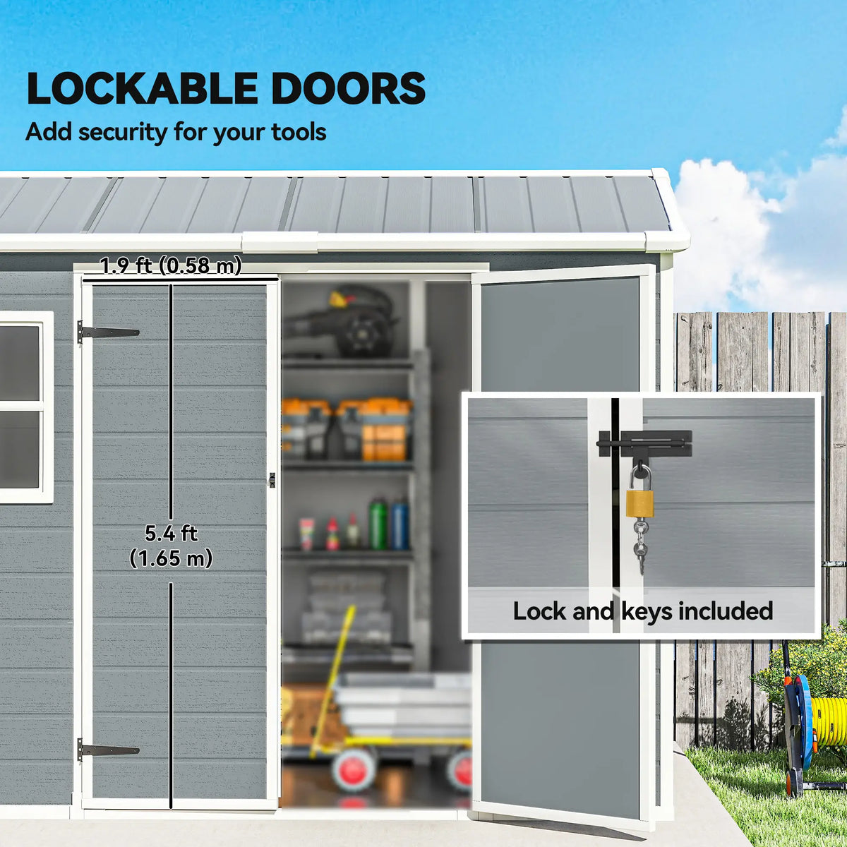 8 x 4 ft Plastic Garden Shed, Grey Wood-Effect Storage Shed, Grey Sheds at Gallery Canada