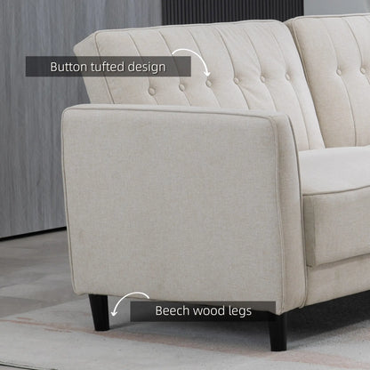 Convertible Bed, Button Tufted Fabric Sofa Bed, Adjustable Back, Beige 2-Seater Sofas at Gallery Canada