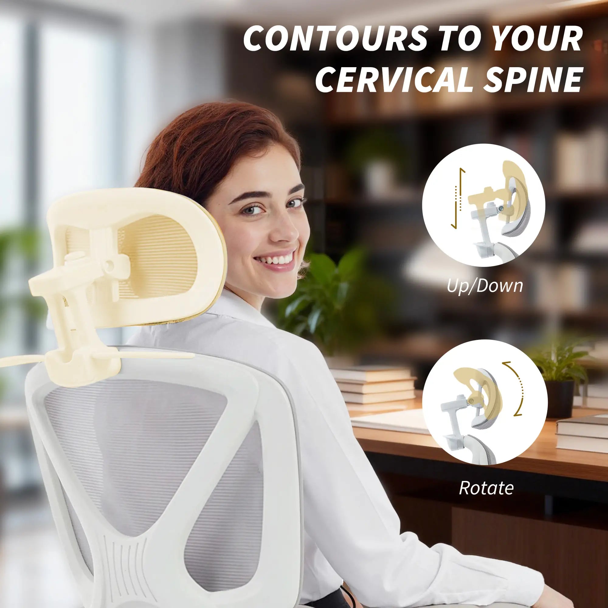 Mesh Desk Chair With Adjustable Headrest, Light Grey Task Chairs at Gallery Canada