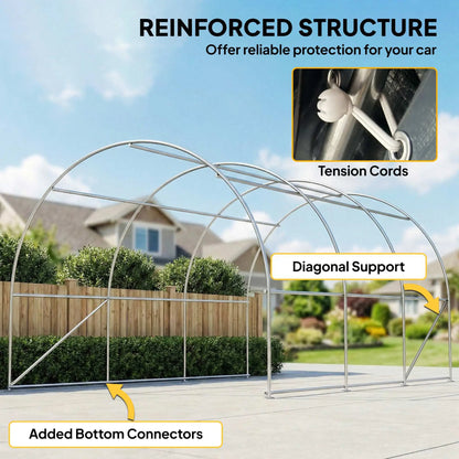 10' x 16' Heavy Duty Carport Tent, PE Cover, Beige Car Shelters at Gallery Canada
