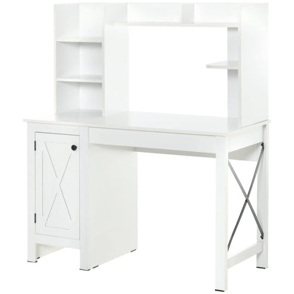 Farmhouse Computer Desk with Storage, 47 Inch, White Computer Desks White, Black at Gallery Canada