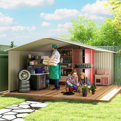 11' x 13' Garden Storage Shed, Double Sliding Door, 4 Vents, Light Grey Sheds at Gallery Canada