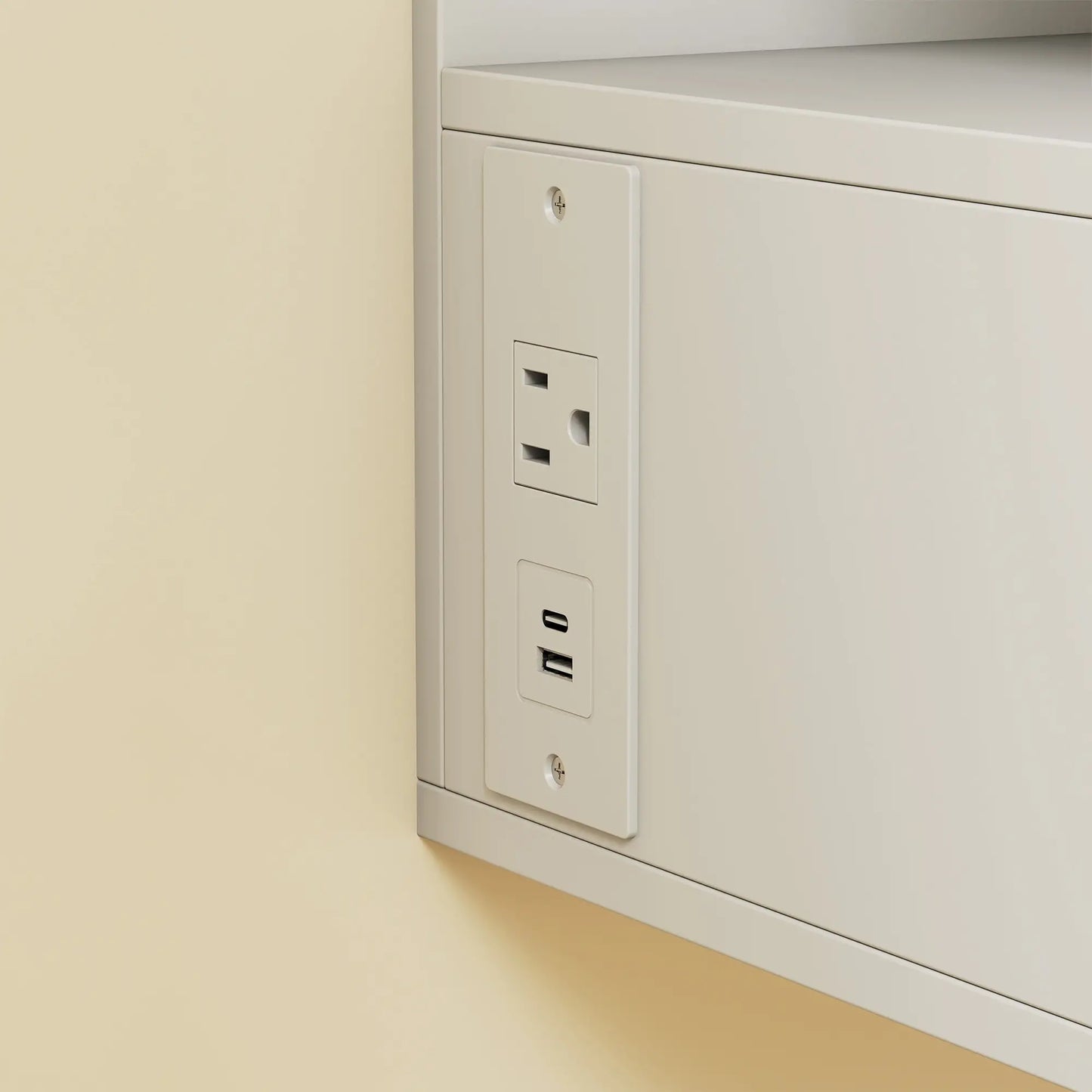 Floating Nightstand Set of 2, Wall Mounted Bedside Table with with Power Outlets, Drawer and Shelf, White Bedside Tables at Gallery Canada