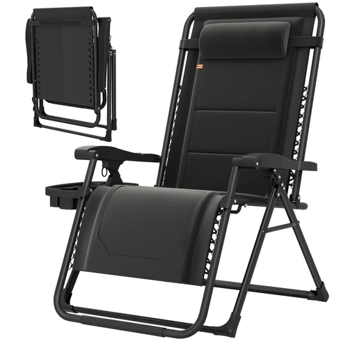 Zero Gravity Chair, Reclining Outdoor Lounger, 400 LBS Capacity, Black