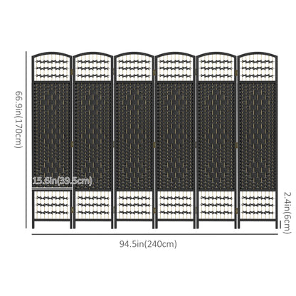 6 Panel Folding Room Divider, Portable Privacy Screen, Black Room Dividers at Gallery Canada