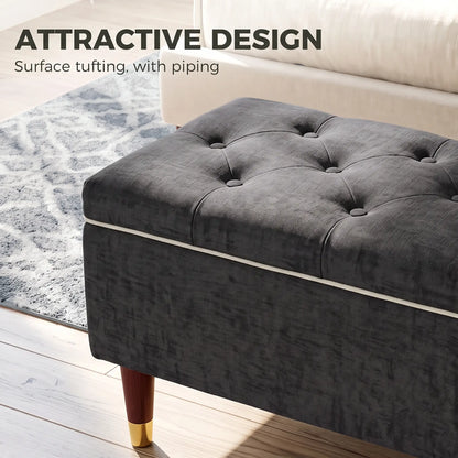 Upholstered Storage Ottoman Bench, 264 LBS Capacity, Dark Grey Storage Ottomans & Benches at Gallery Canada