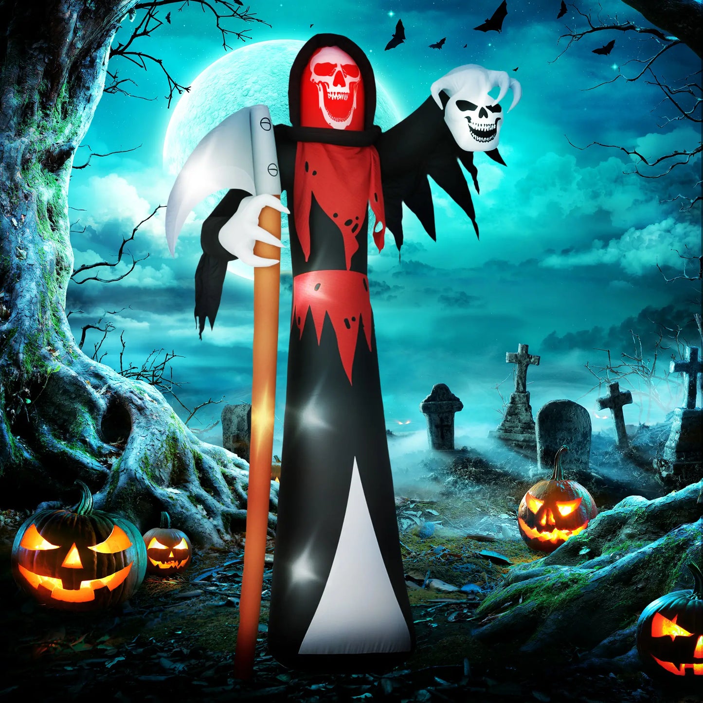 12 FT Halloween Inflatable Grim Reaper, Garden Decor with Lights Halloween Decorations at Gallery Canada