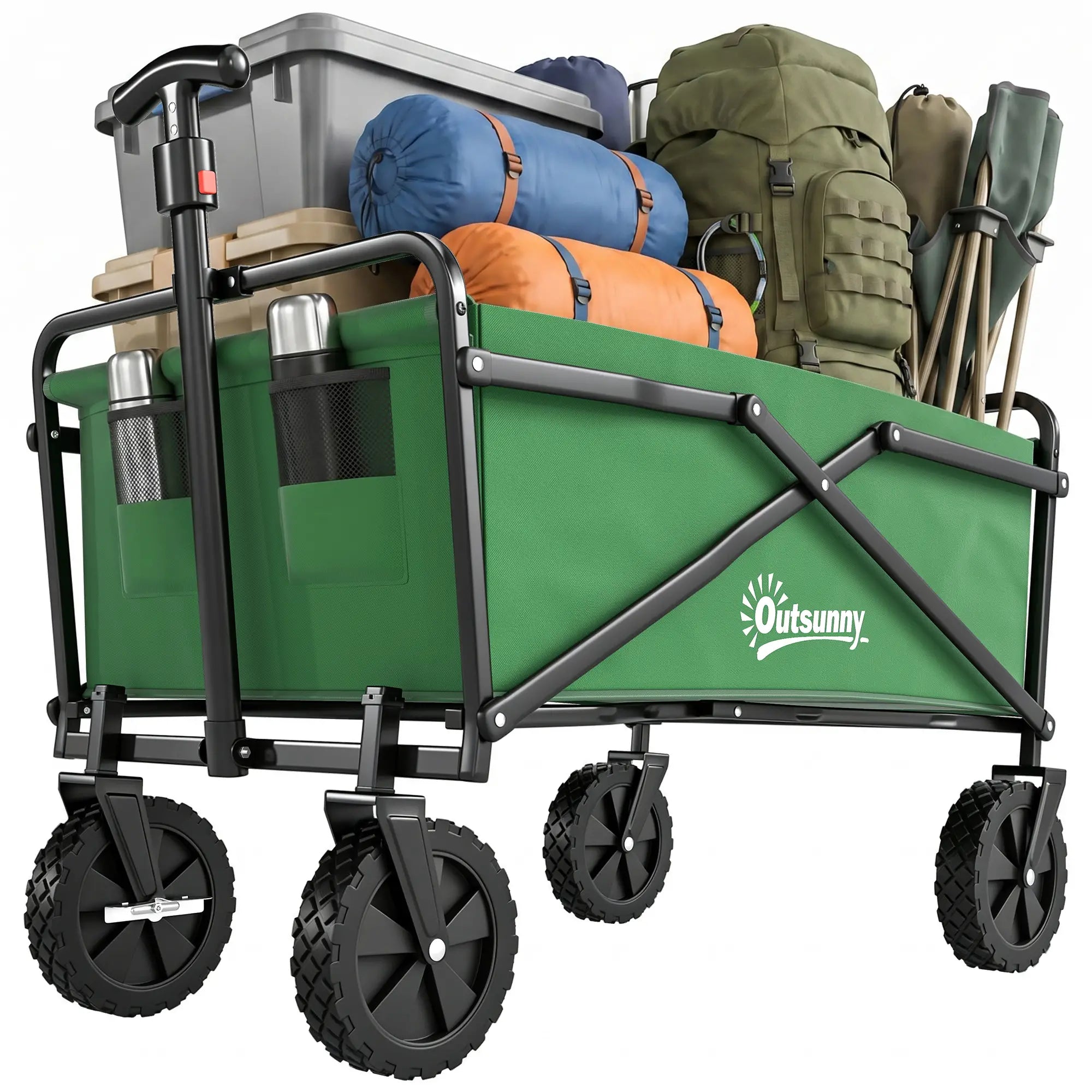 Folding Wagon Cart, Heavy Duty Outdoor Utility, Collapsible Garden Trolley, Steel Frame, Oxford Fabric Folding Garden Carts Dark Green at Gallery Canada