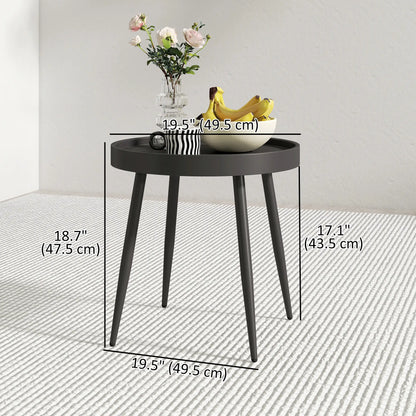 19.5" Round Patio Table, Small Outdoor Coffee Side Table, Black Patio Side Tables at Gallery Canada