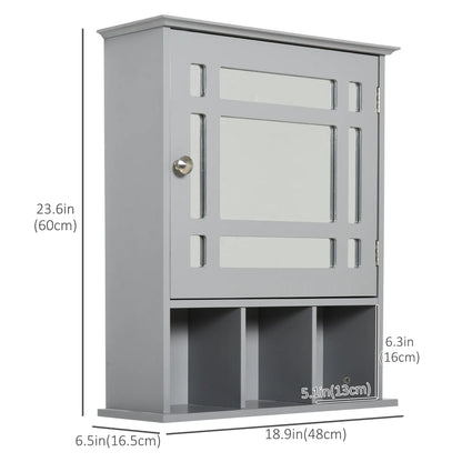 Wall Mount Bathroom Cabinet with Mirror Door, 3 Shelf Organizer, Grey Mirror Medicine Cabinets at Gallery Canada