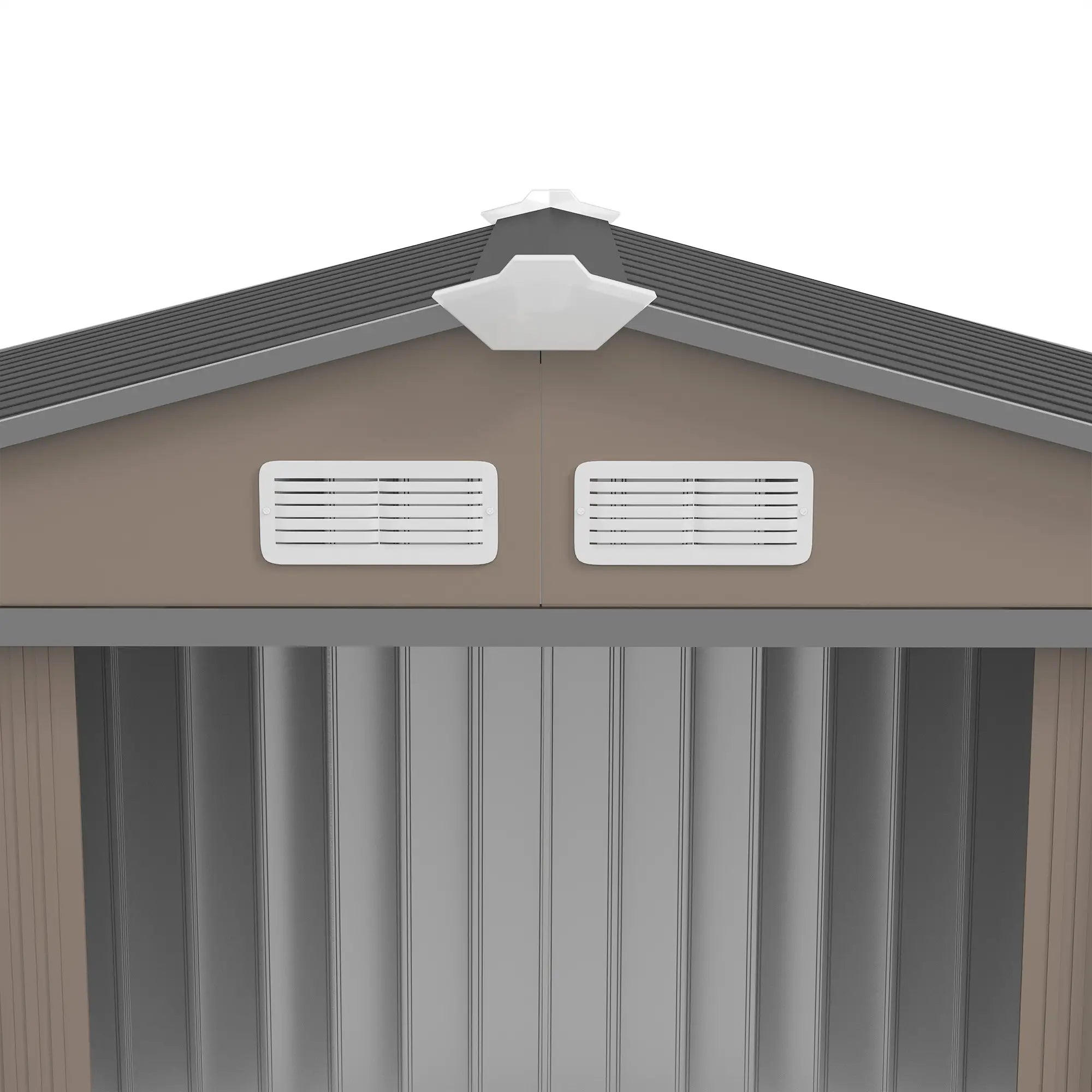 7' x 4' x 6' Garden Storage Shed, Metal, Double Doors, Brown Sheds at Gallery Canada