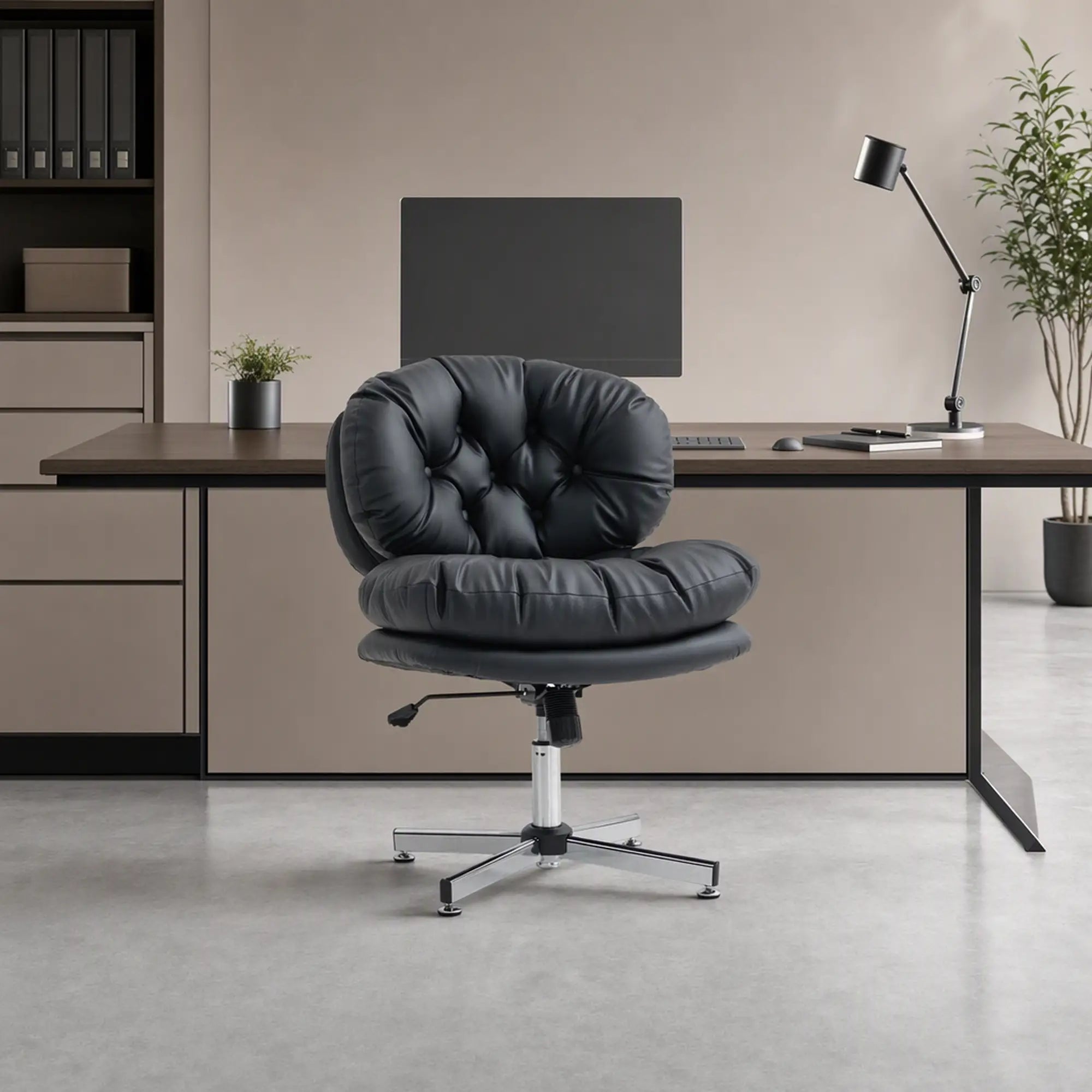 Armless Office Chair, Wide Padded Seat, Adjustable Height, Black Task Chairs at Gallery Canada