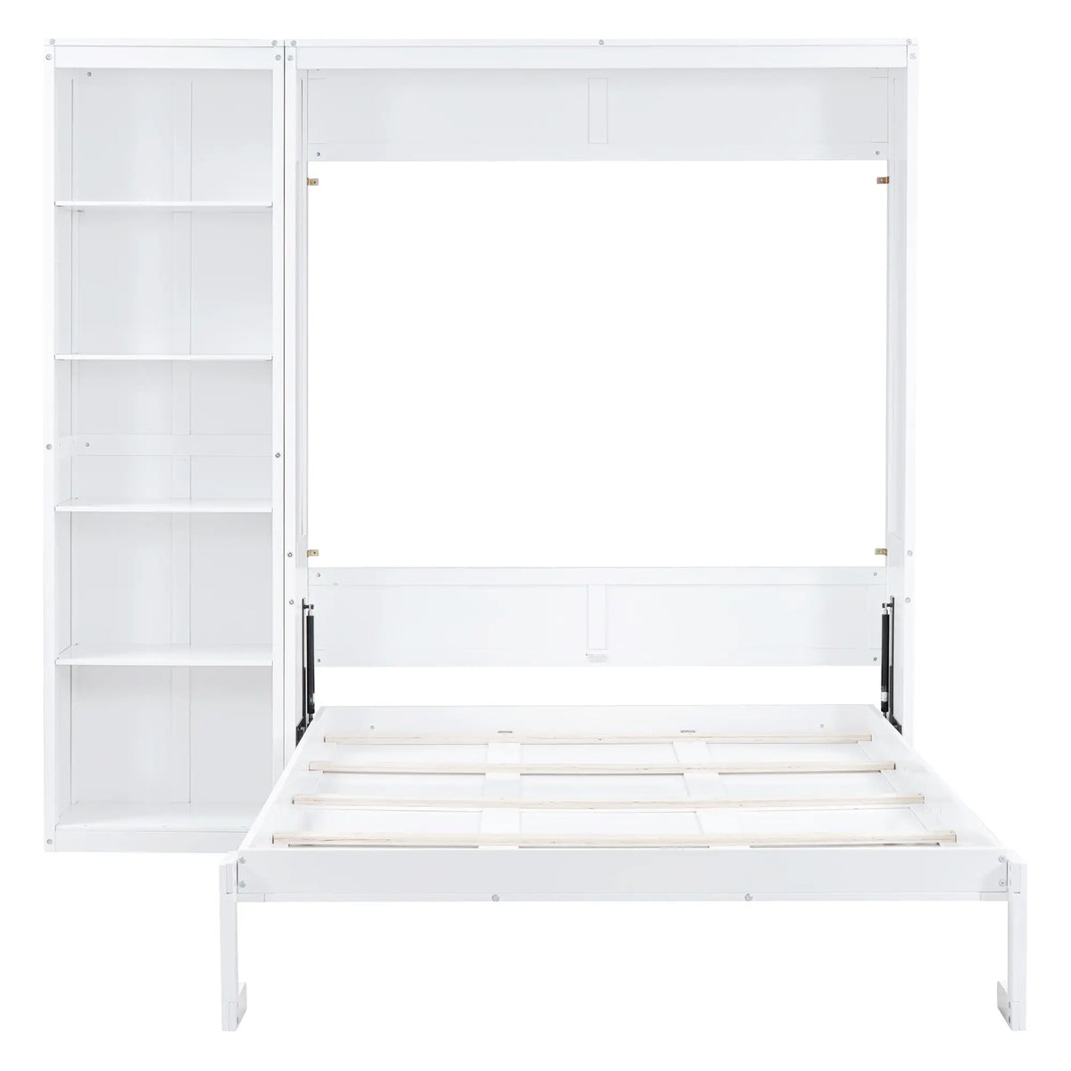 Murphy Bed with Shelves, Dual Piston Mechanism, 94" L x 16" W x 88.5" H, White Bed Frames at Gallery Canada