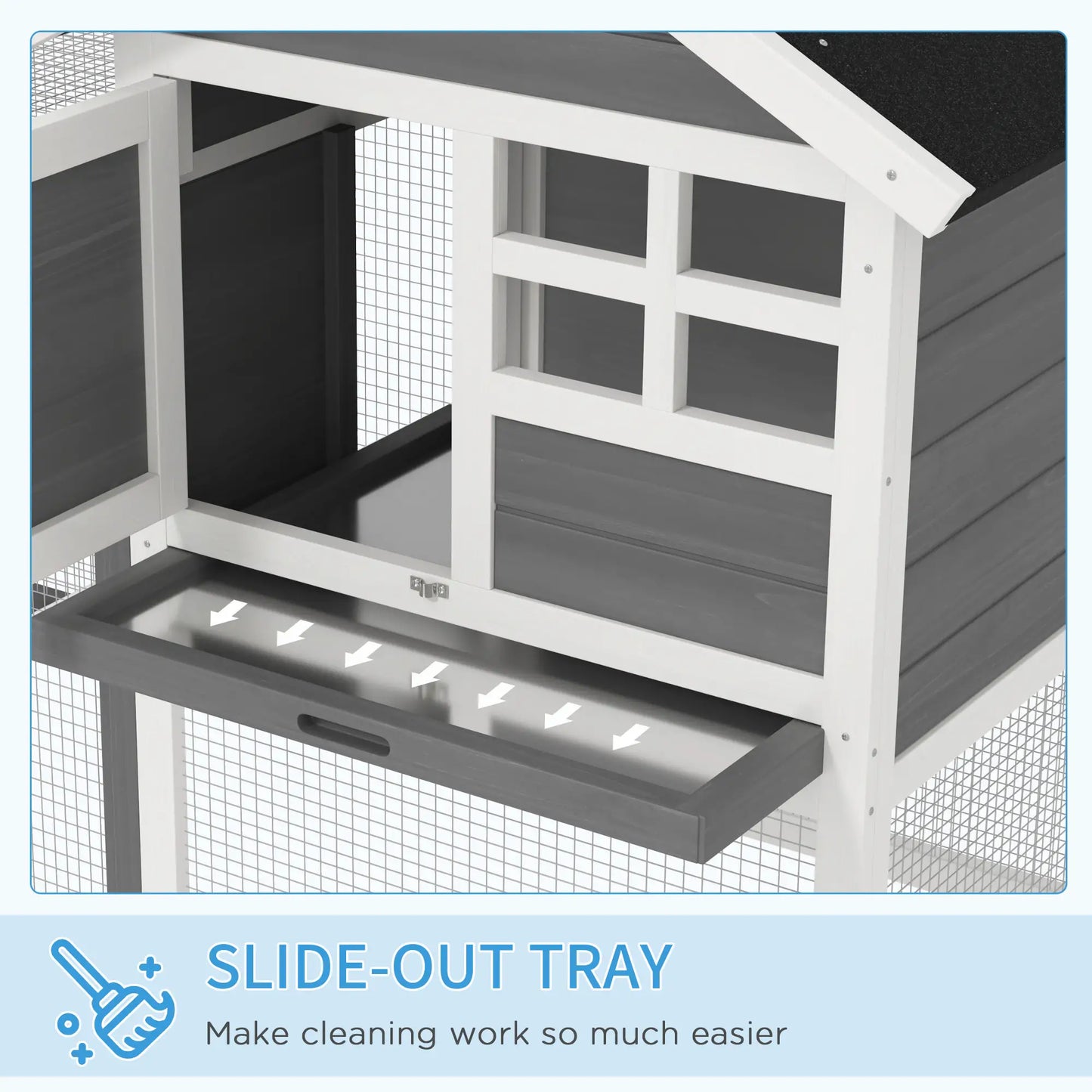 48" Weatherproof Wooden Rabbit Hutch, Slant Roof, Screened Run, Grey Rabbit Hutch at Gallery Canada