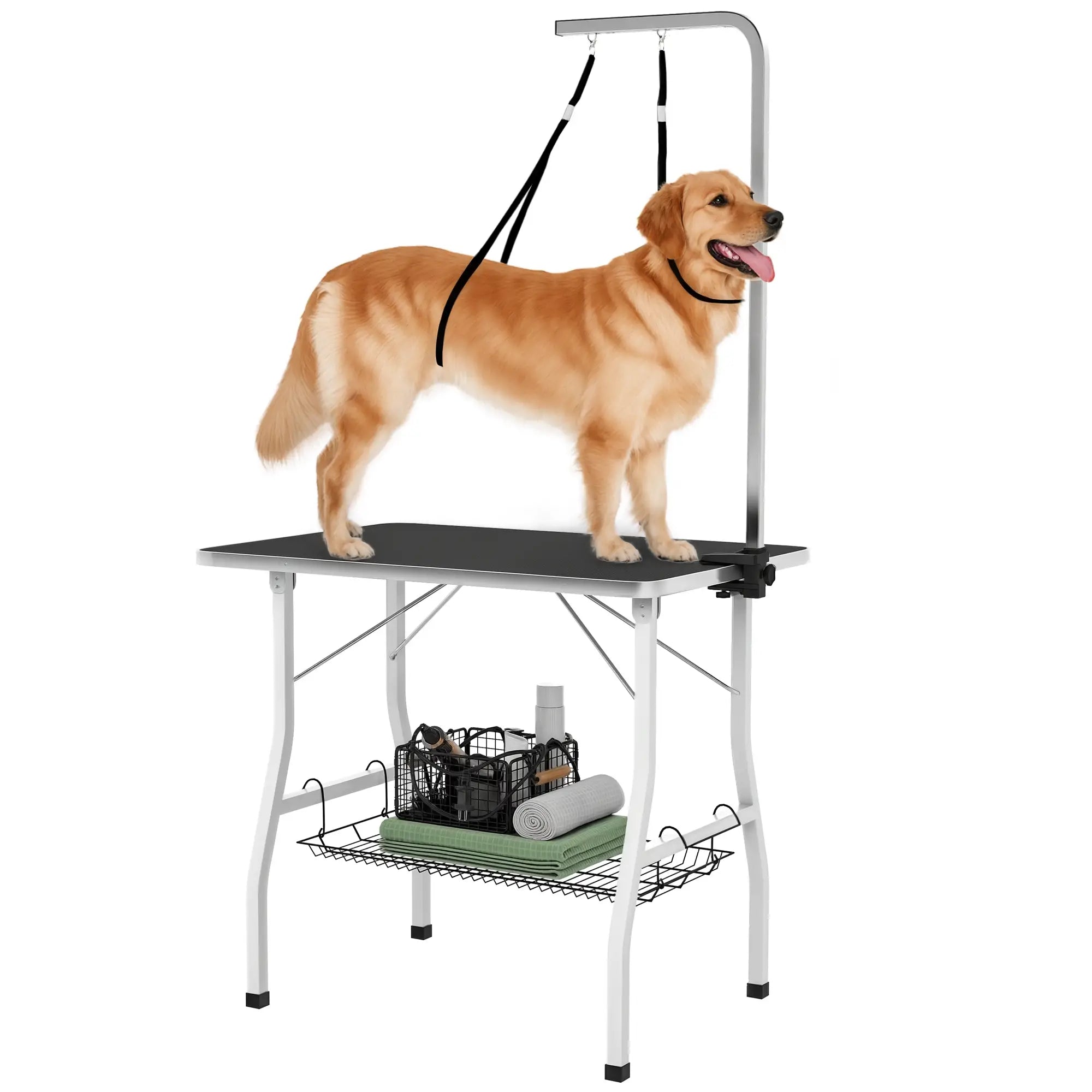 Dog Grooming Table, Adjustable Arm, Mesh Tray, 35