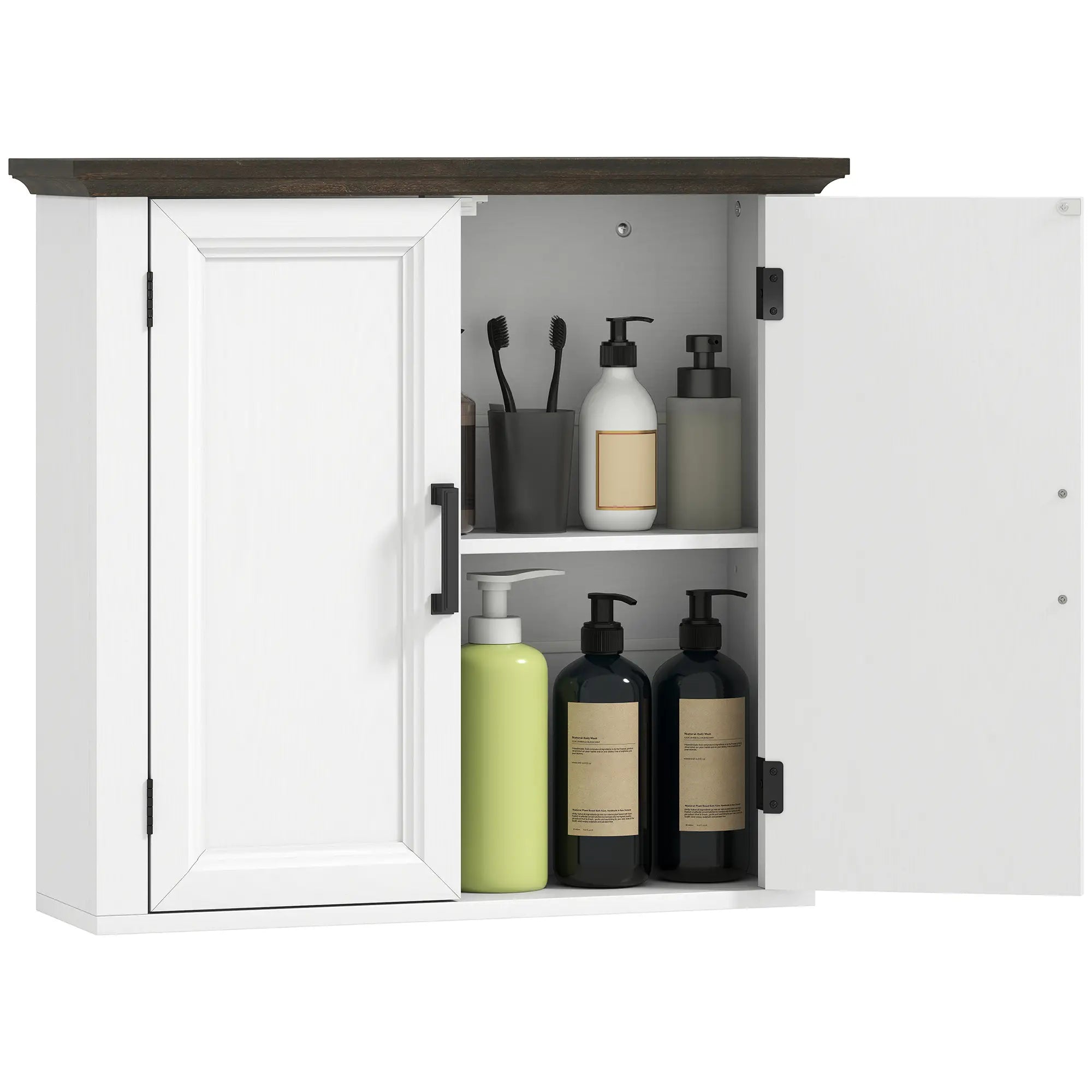 Farmhouse Medicine Cabinet, Wall Mounted, 2 Doors, Adjustable Shelf, White Wall Mounted Cabinets at Gallery Canada