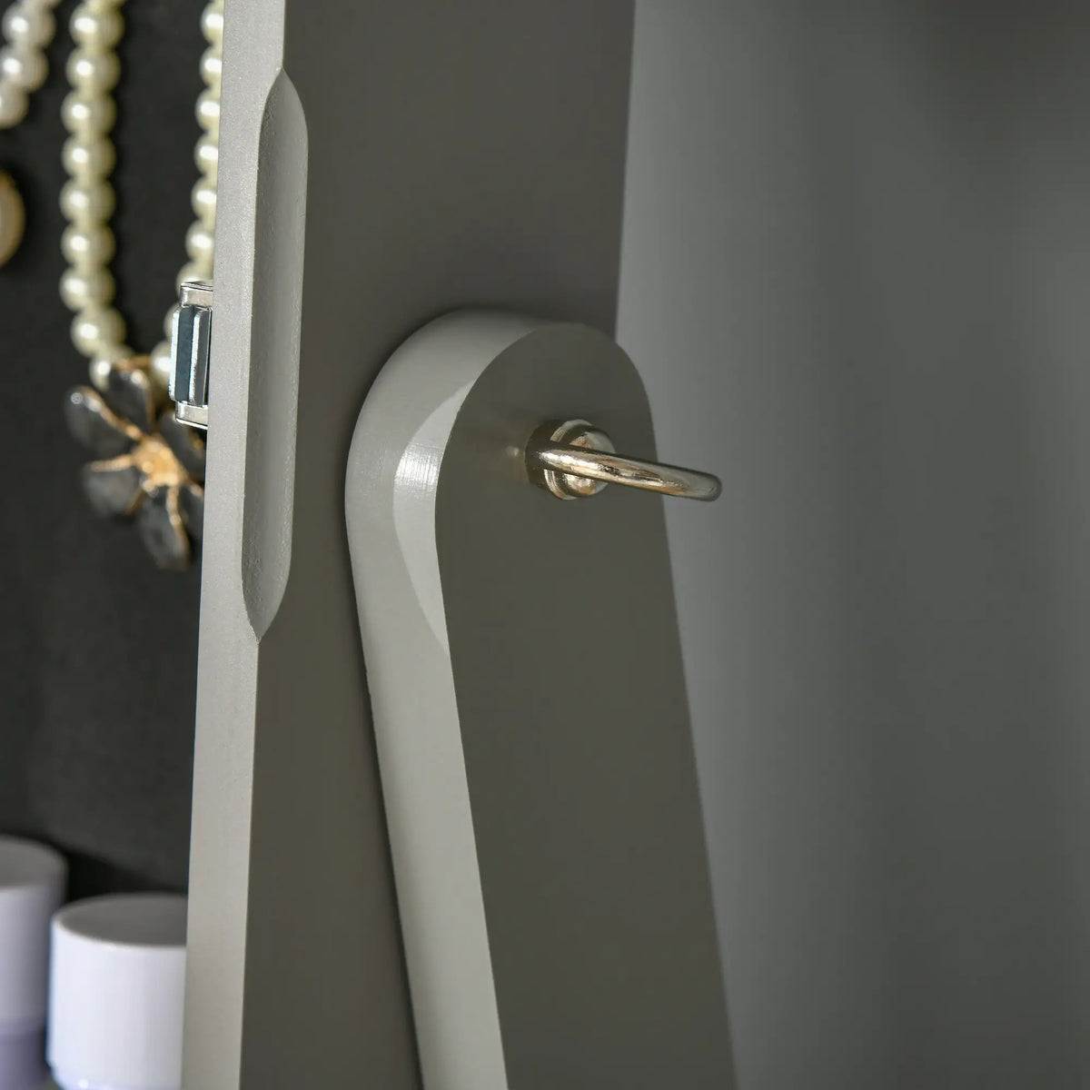Mirror Jewelry Cabinet, Lockable Organizer, Full-Length Mirror, 3 Angle Adjustable, Grey Jewelry Armoire & Jewellery Mirror Cabinets at Gallery Canada