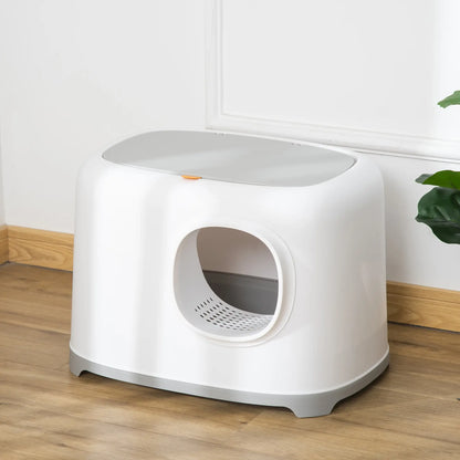 Cat Litter Box, Anti-Sand Tunnel, Scoop, Open Top, White Cat Litter Box Enclosures at Gallery Canada
