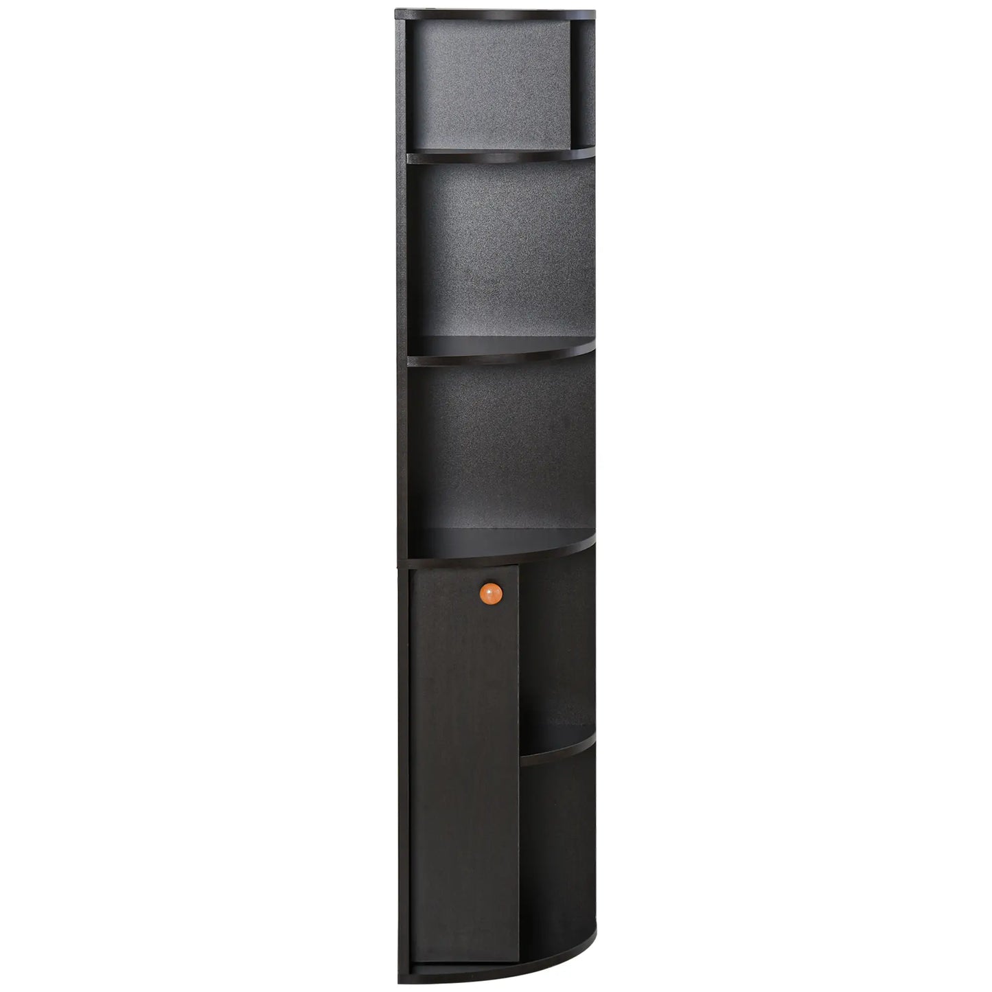 5-Tier Corner Bookcase, Storage Bookshelf, Open Compartments, Cabinet, Black Bookcases With Doors at Gallery Canada