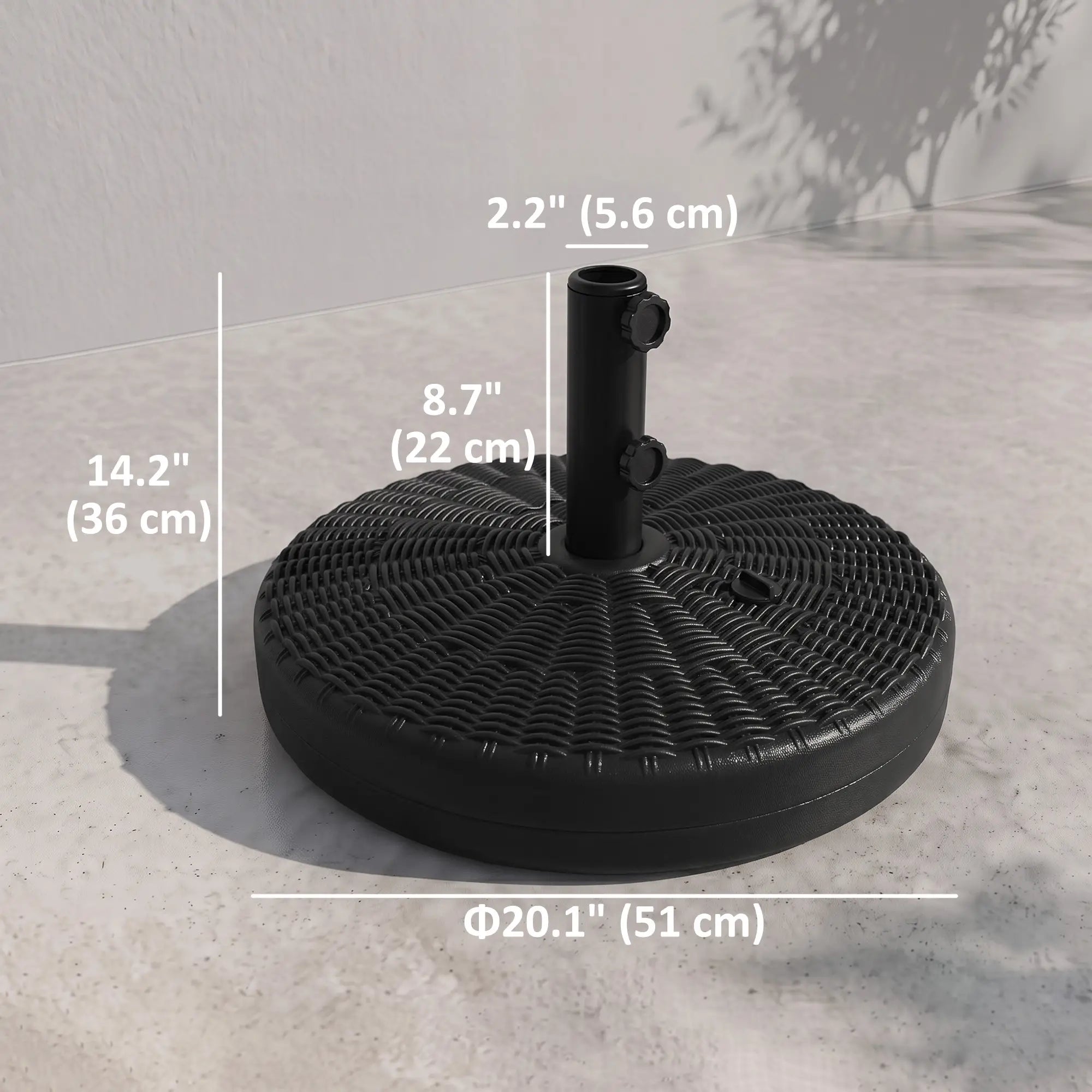 Heavy Duty Fillable Umbrella Base, Steel Pole, Round Stand, Black Umbrella Bases at Gallery Canada