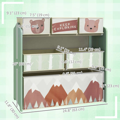 Toy Organizer With 6 Storage Bins, 25" x 12" x 26", Green Baby & Kids Storage at Gallery Canada
