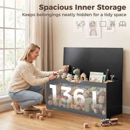 Storage Bench with Lift Top Storage Chest with Safety Hinges for Entryway, Living Room, Black Storage Cabinets at Gallery Canada