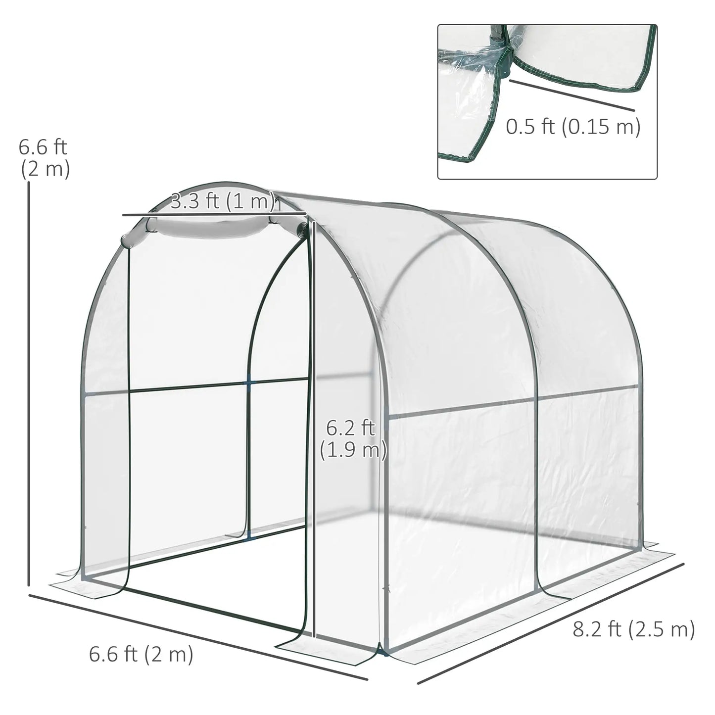 6.6' x 8.2' x 6.6' Dome Tunnel Greenhouse, Transparent Tunnel Greenhouses at Gallery Canada