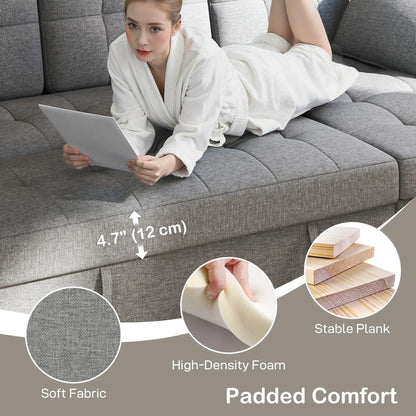 Convertible Sectional Sofa Bed, Pull Out Sleeper with USB, Chaise Storage, Grey Sofas & Reclining Chairs at Gallery Canada