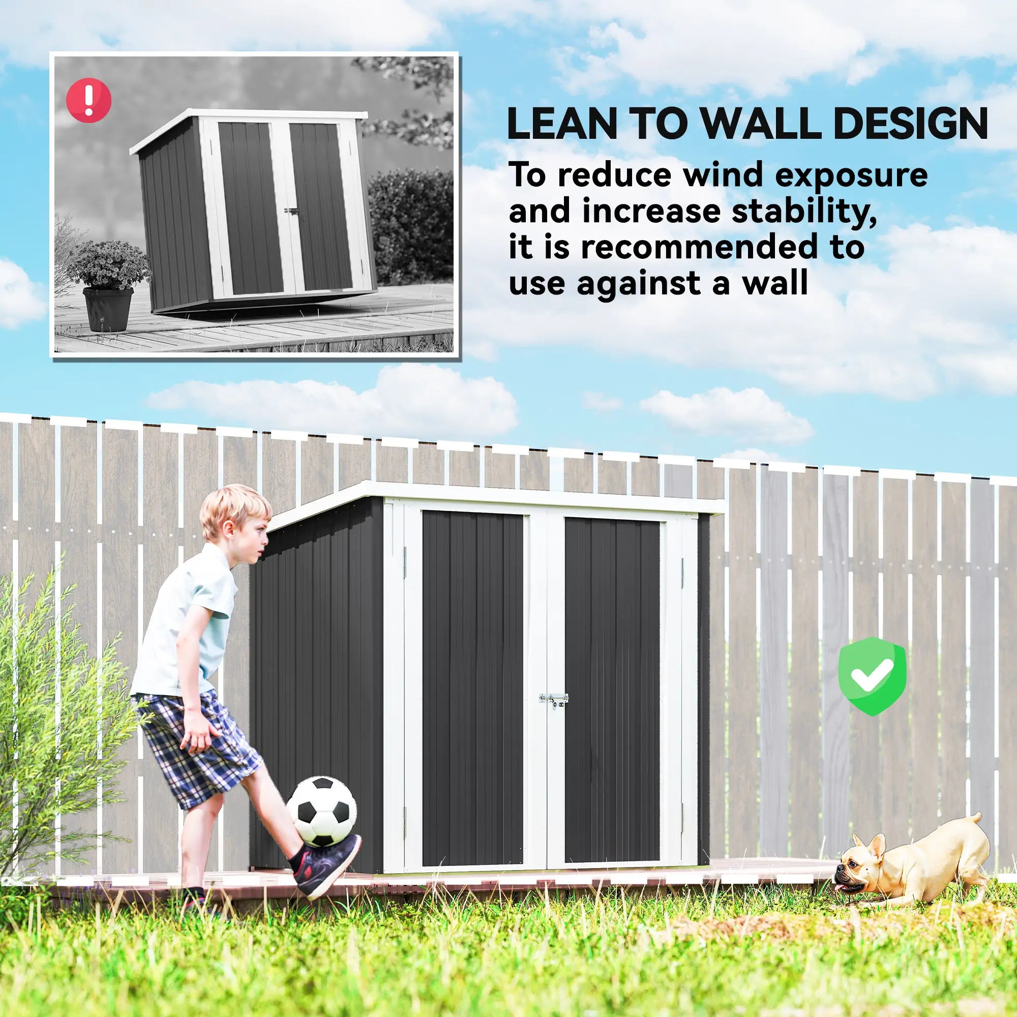 5' x 3' Metal Garden Storage Shed, Tool House, Double Doors Sheds at Gallery Canada