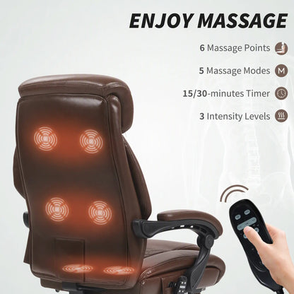 6 Point Massage Office Chair, Ergonomic Reclining Desk Chair, Dark Brown Massage Chairs at Gallery Canada