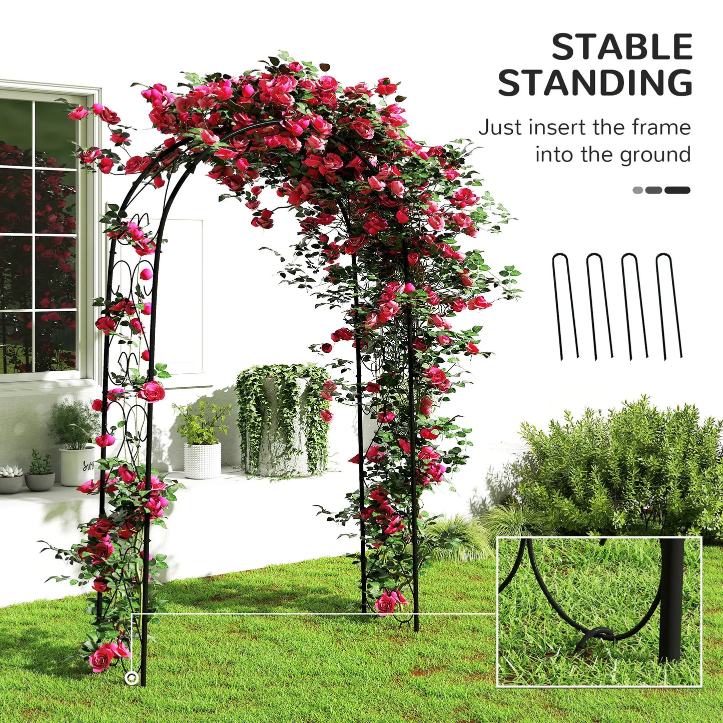 Steel Garden Arch, 7.5' Arbor Trellis for Climbing Plants, Roses Garden Arches at Gallery Canada