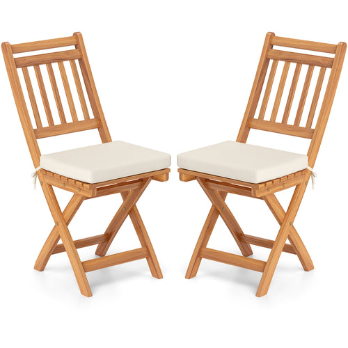 Folding Chairs, Set of 2, Soft Seat Cushion, White