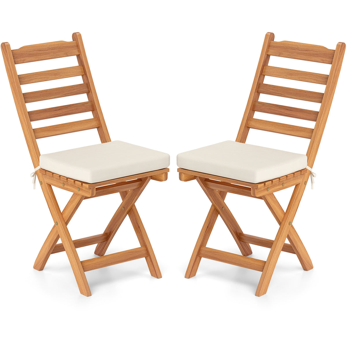 Patio Folding Chairs, Set of 2, Soft Seat Cushion, White Patio Dining Chairs White at Gallery Canada