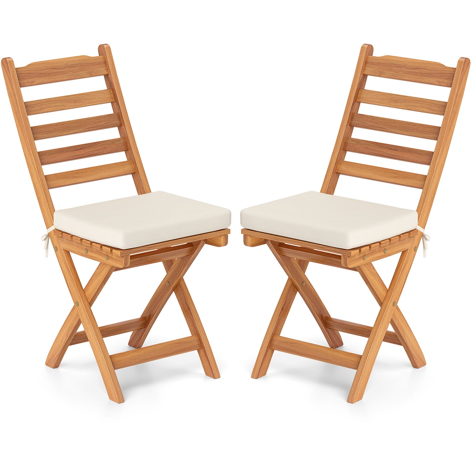 Patio Folding Chairs, Set of 2, Soft Seat Cushion, White Patio Dining Chairs at Gallery Canada