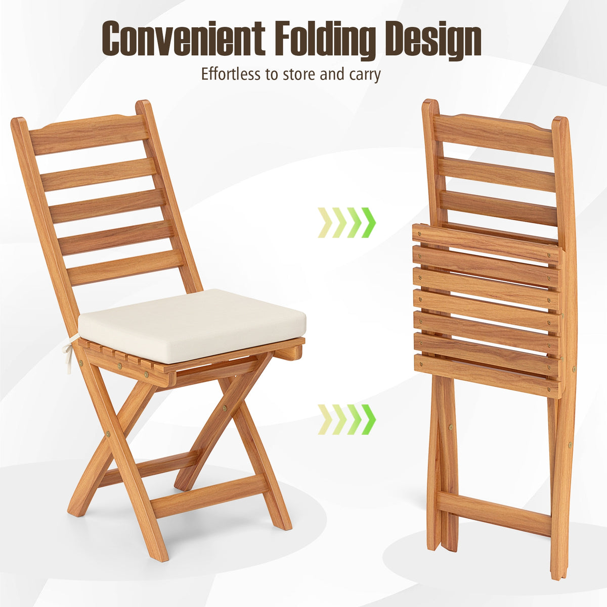 Patio Folding Chairs, Set of 2, Soft Seat Cushion, White Patio Dining Chairs at Gallery Canada