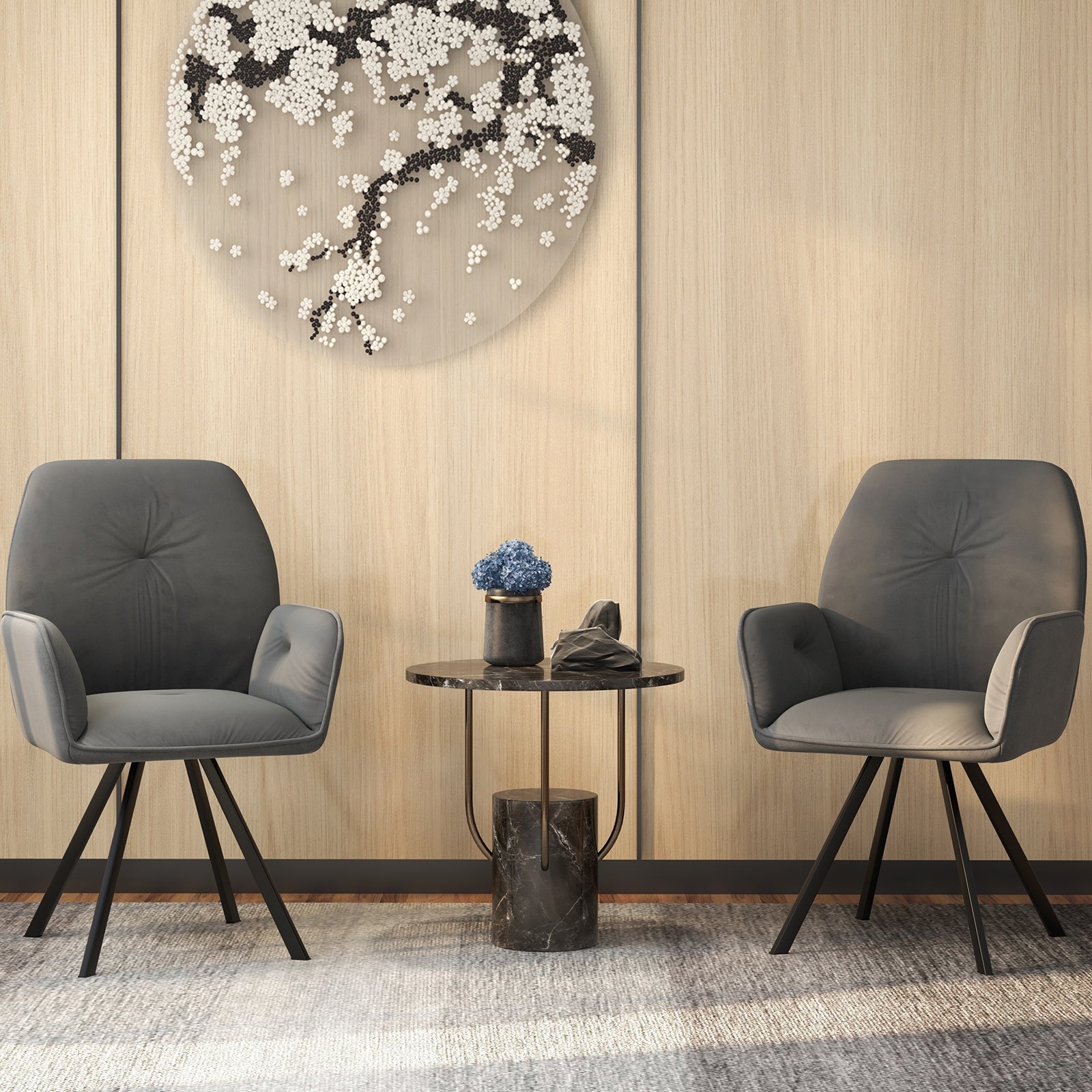 Swivel Accent Arm Chairs, Set of 2, Metal Legs, Gray Accent Chairs at Gallery Canada