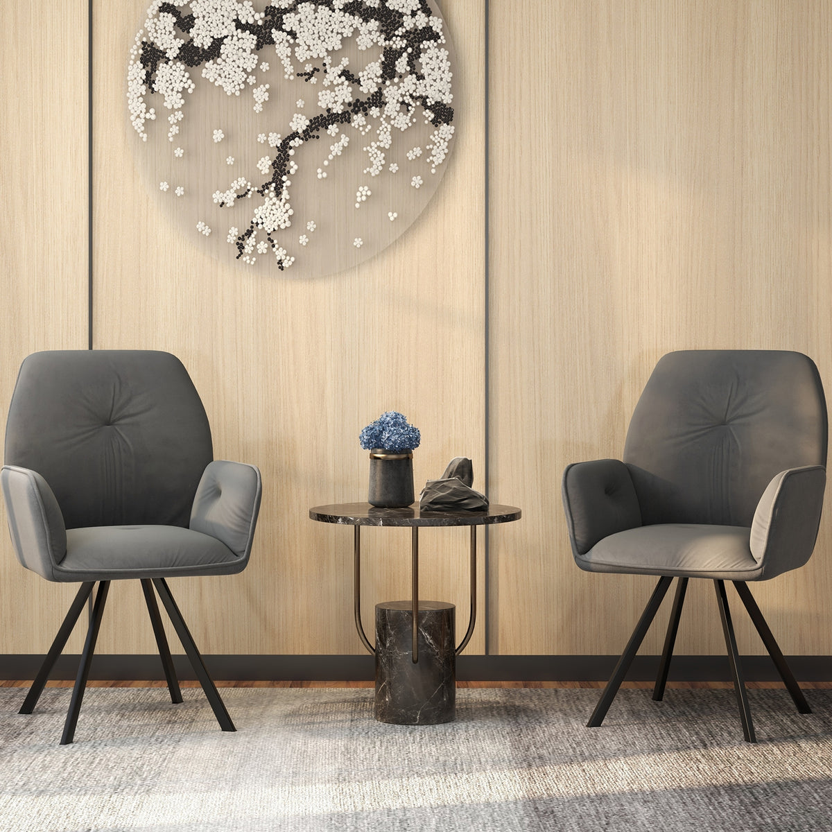 Swivel Accent Arm Chairs, Set of 2, Metal Legs, Gray Accent Chairs at Gallery Canada