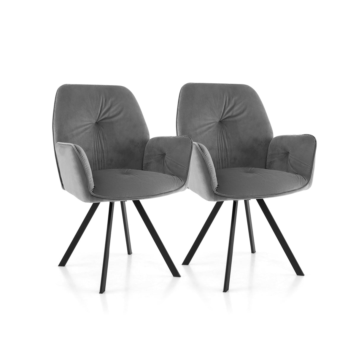 Swivel Accent Arm Chairs, Set of 2, Metal Legs, Gray Accent Chairs at Gallery Canada