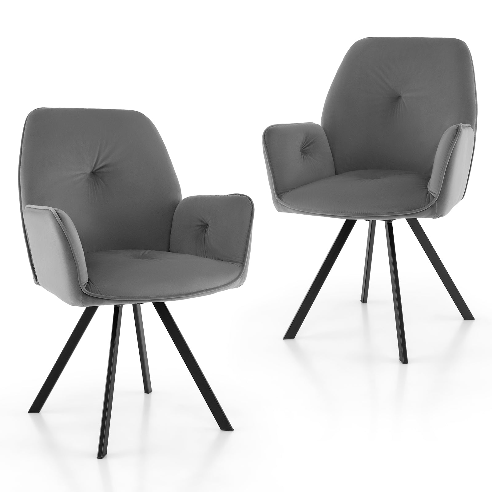 Swivel Accent Arm Chairs, Set of 2, Metal Legs, Gray Accent Chairs at Gallery Canada