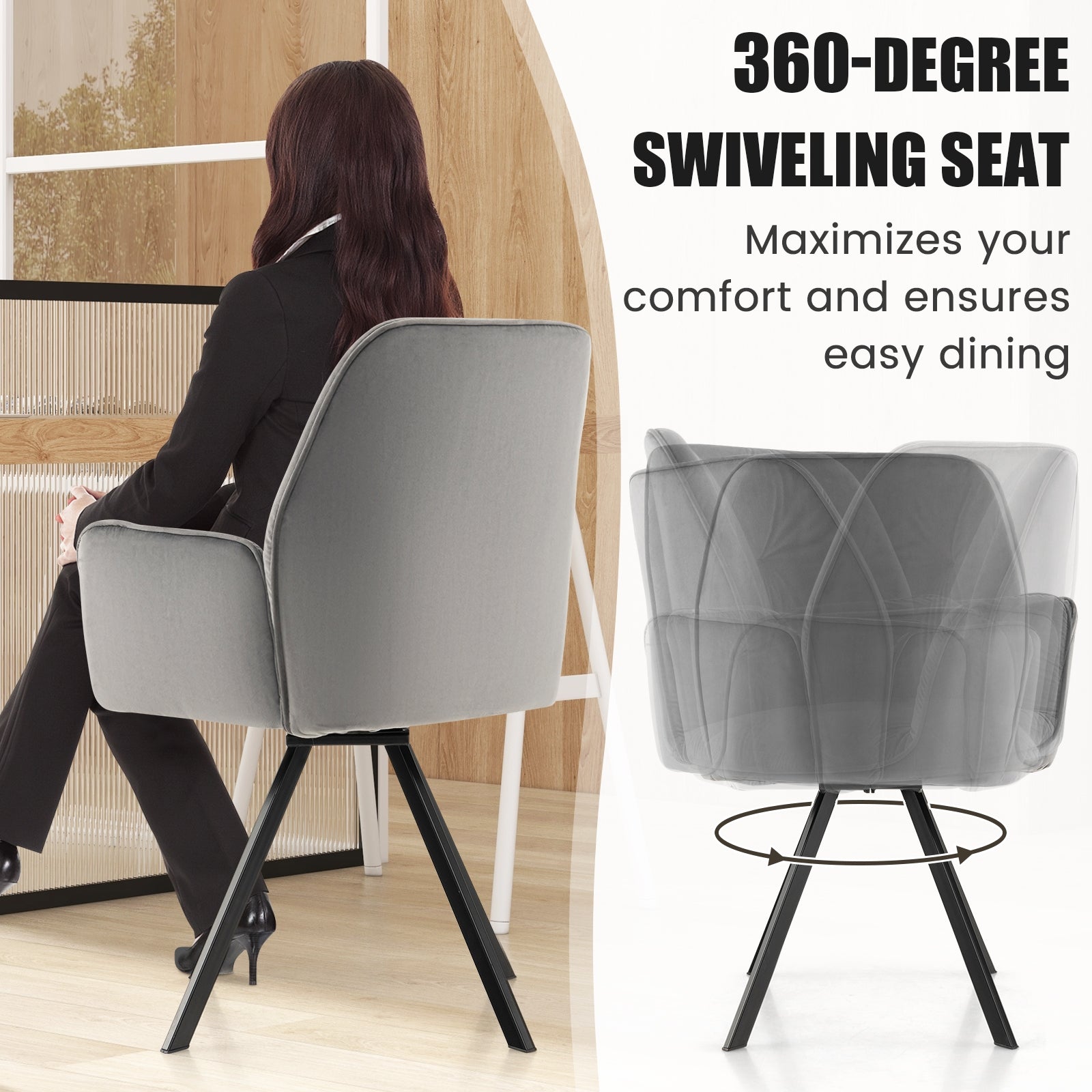 Swivel Accent Arm Chairs, Set of 2, Metal Legs, Gray Accent Chairs at Gallery Canada