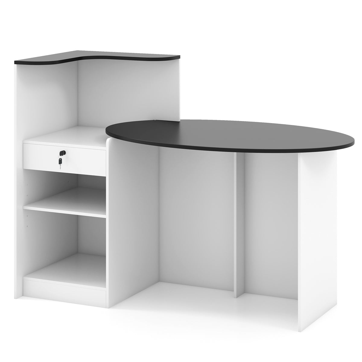 Modern Reception Desk, Oval Tabletop, Black Computer Desks at Gallery Canada