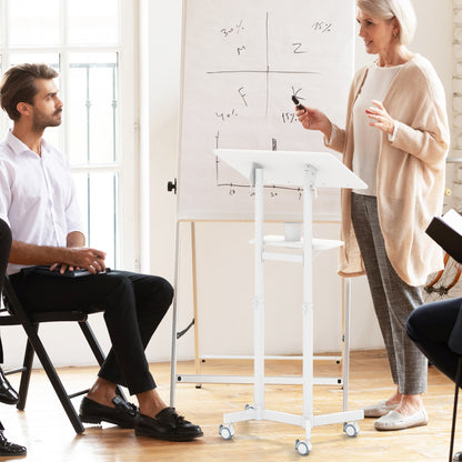 Mobile Lectern Podium, Height Adjustable Rolling Laptop Cart, White Laptop Tables & Printer Stands at Gallery Canada