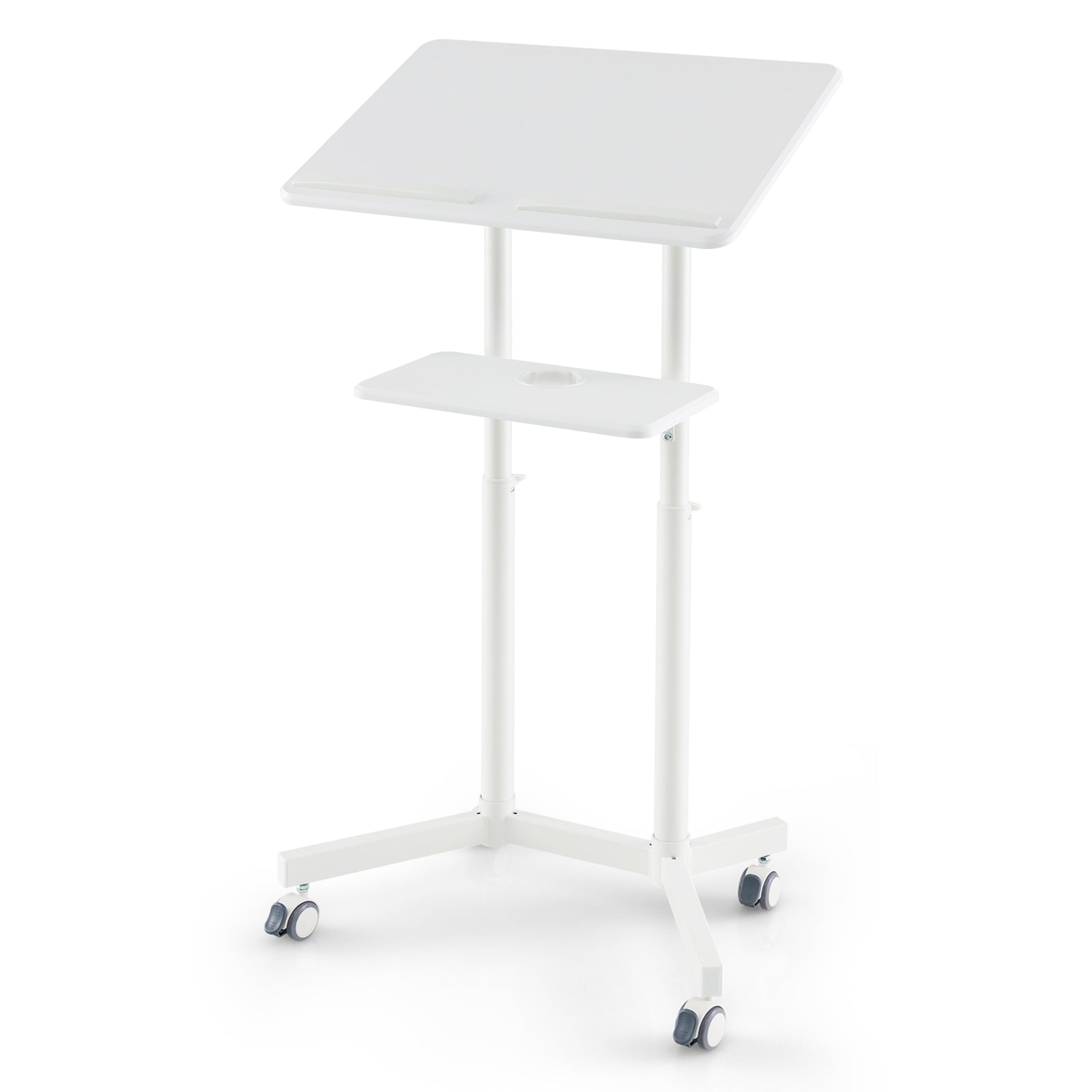 Mobile Lectern Podium, Height Adjustable Rolling Laptop Cart, White Laptop Tables & Printer Stands at Gallery Canada