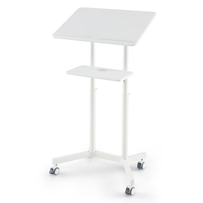 Mobile Lectern Podium, Height Adjustable Rolling Laptop Cart, White Laptop Tables & Printer Stands at Gallery Canada