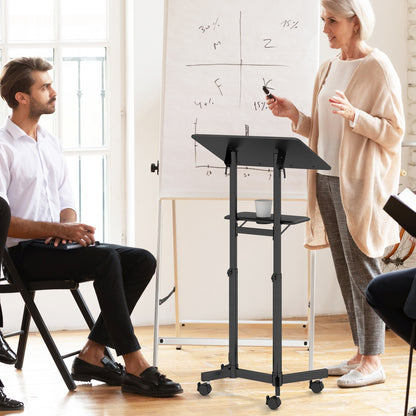 Mobile Lectern Podium, Height Adjustable Rolling Laptop Cart, Black Laptop Tables & Printer Stands at Gallery Canada