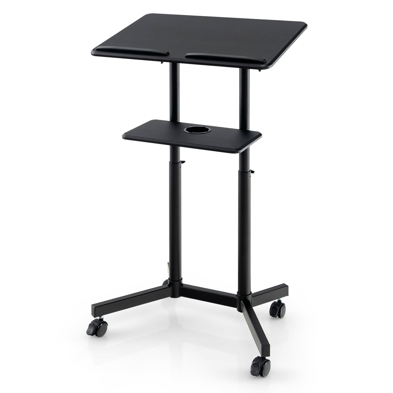 Mobile Lectern Podium, Height Adjustable Rolling Laptop Cart, Black Laptop Tables & Printer Stands at Gallery Canada
